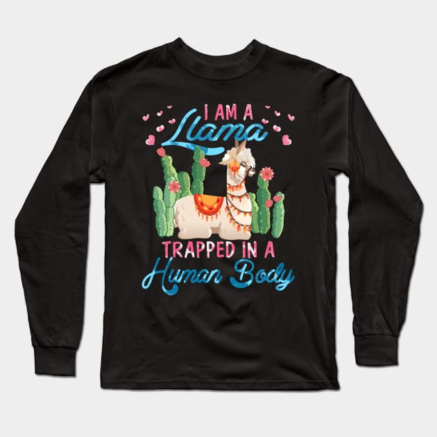 I'm A Llama Trapped In A Human Body Long Sleeve T-Shirt by Margaretsantana